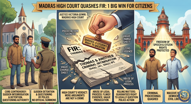 Madras High Court, Quashes FIR, Citizen Questioning Police, Justice Victoria Gowri, Police Action, Criminal Law