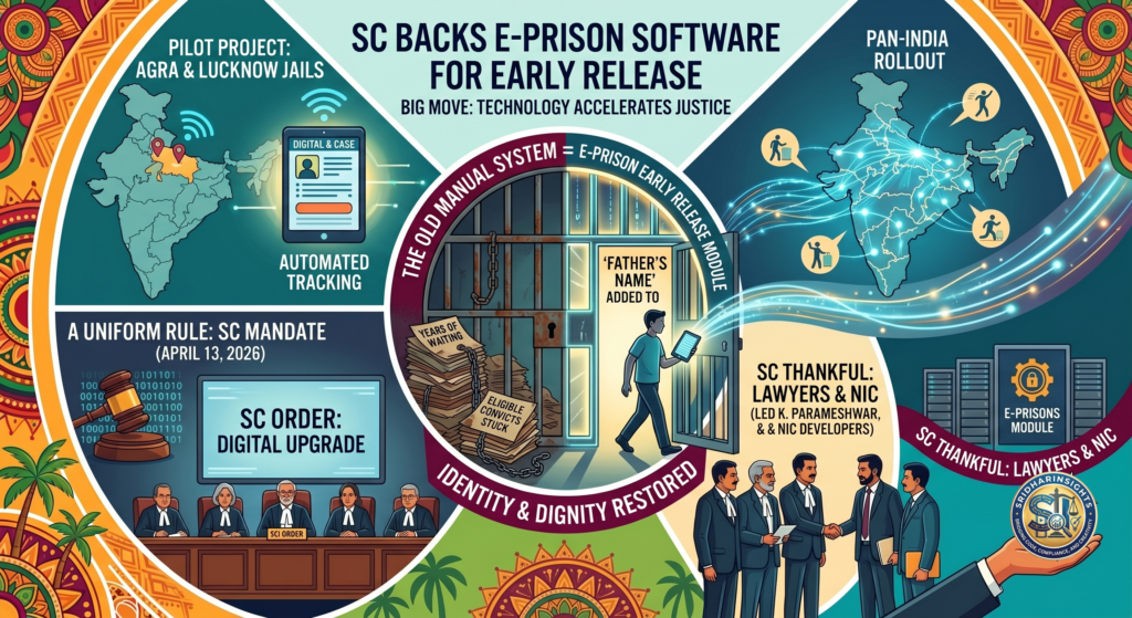 Supreme Court e-prison software judgment, NIC early release processing module, automation of prisoner release in India.