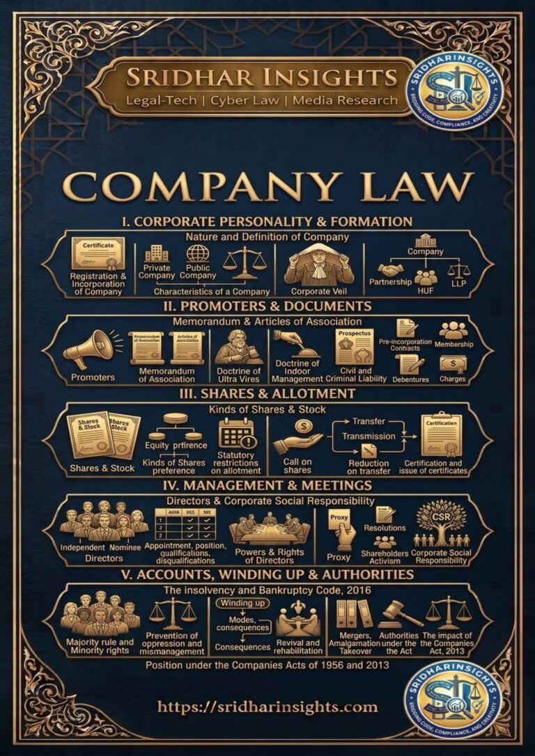 Company Law Course Cover - Sridhar Insights Legal-Tech and Corporate Law Research