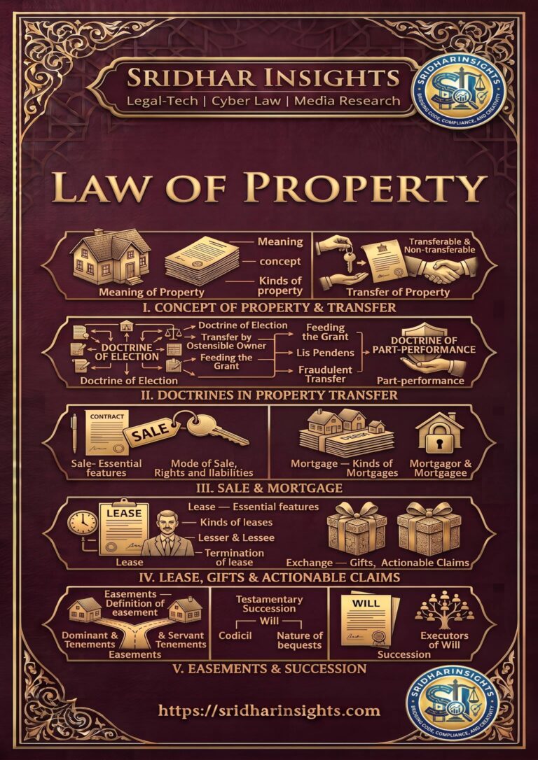 Law of Property Course Cover - Sridhar Insights Legal-Tech and Cyber Law Research
